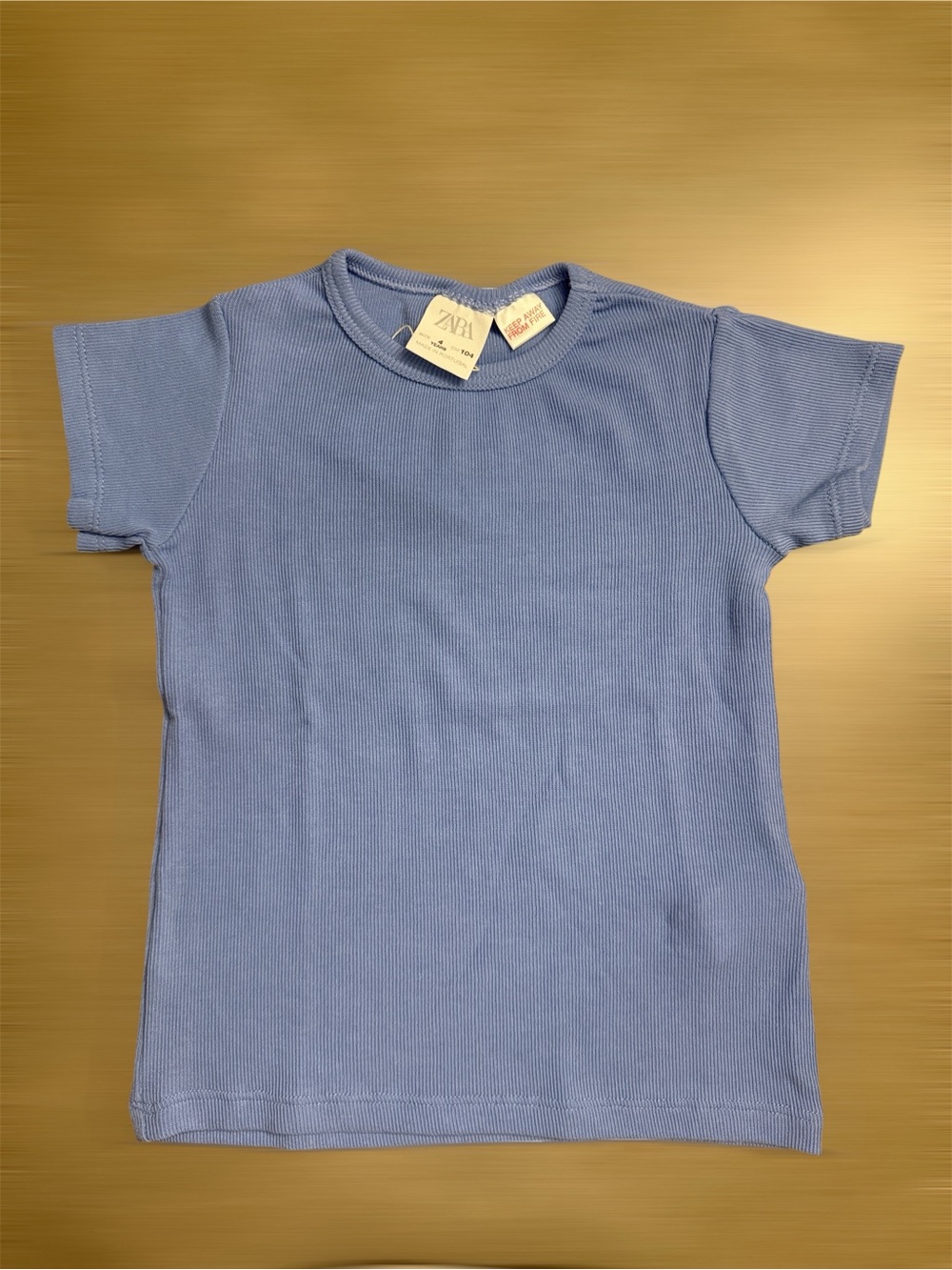 Zara Kids Blue Ribbed Short-Sleeve Tee Sz 4T